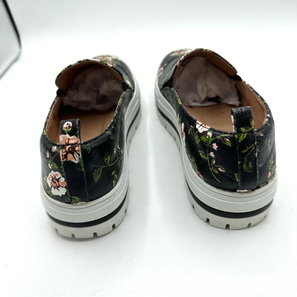 Halogen Teagan Platform Dark Floral Leather Sneakers Lugged Shoes